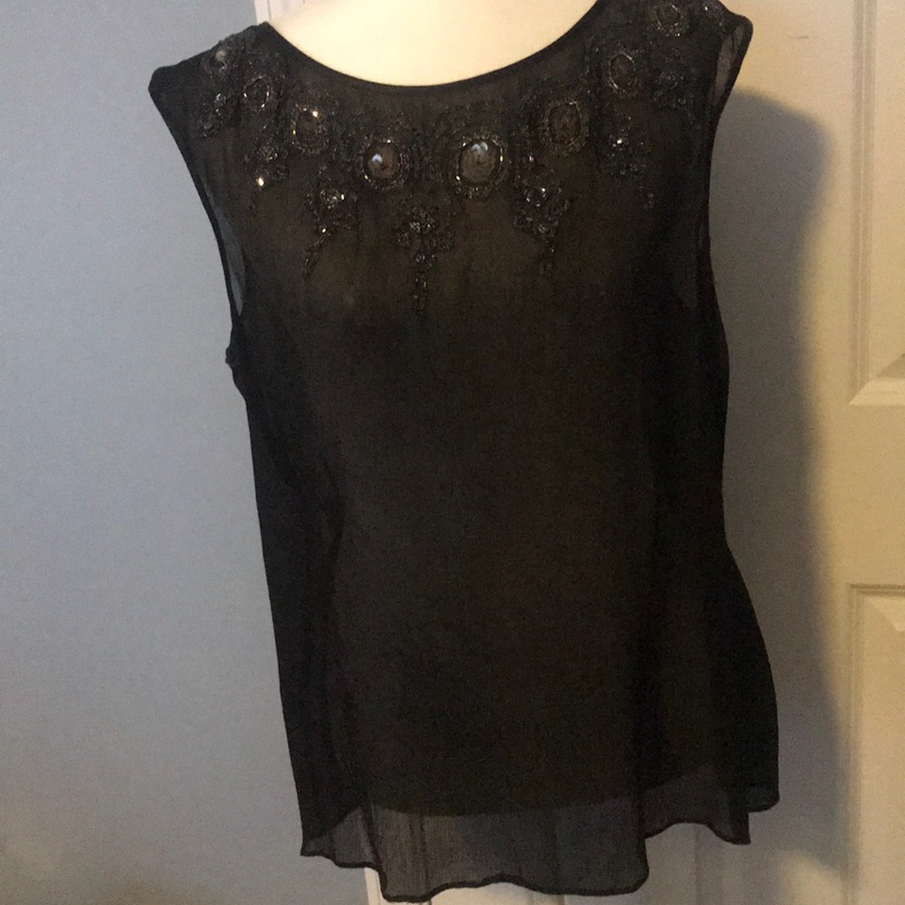 Vintage Forth & Towne sequined sheer silk camisole